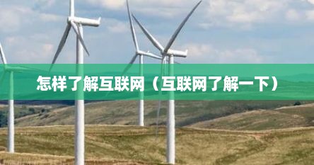 怎样了解互联网（互联网了解一下）