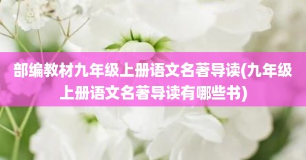 部编教材九年级上册语文名著导读(九年级上册语文名著导读有哪些书)