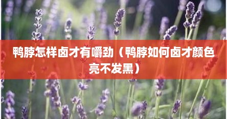 鸭脖怎样卤才有嚼劲（鸭脖如何卤才颜色亮不发黑）
