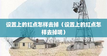 设置上的红点怎样去掉（设置上的红点怎样去掉呢）