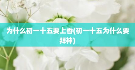 为什么初一十五要上香(初一十五为什么要拜神)