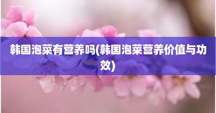 韩国泡菜有营养吗(韩国泡菜营养价值与功效)