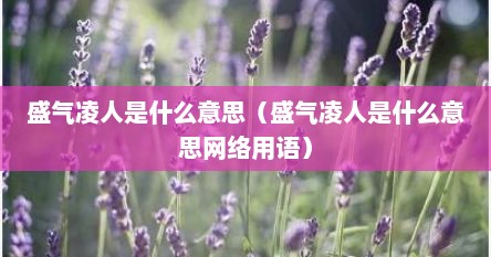 盛气凌人是什么意思（盛气凌人是什么意思网络用语）