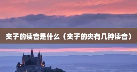 夹子的读音是什么（夹子的夹有几种读音）