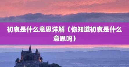初衷是什么意思详解（你知道初衷是什么意思吗）