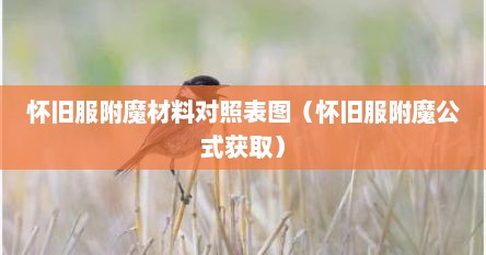怀旧服附魔材料对照表图（怀旧服附魔公式获取）