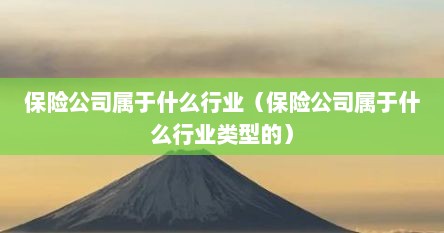 保险公司属于什么行业（保险公司属于什么行业类型的）
