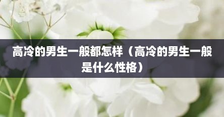高冷的男生一般都怎样（高冷的男生一般是什么性格）