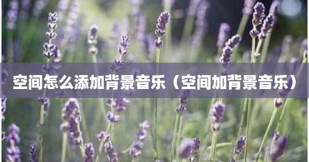 空间怎么添加背景音乐（空间加背景音乐）