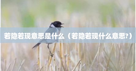 若隐若现意思是什么（若隐若现什么意思?）