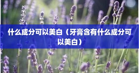 什么成分可以美白（牙膏含有什么成分可以美白）