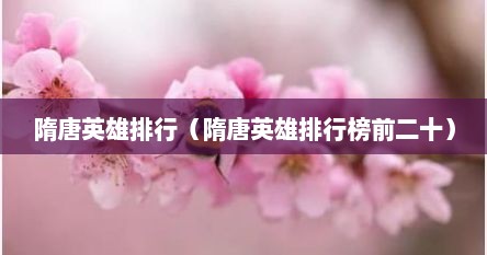隋唐英雄排行（隋唐英雄排行榜前二十）