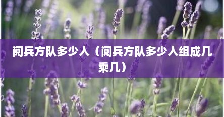 阅兵方队多少人（阅兵方队多少人组成几乘几）