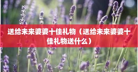 送给未来婆婆十佳礼物（送给未来婆婆十佳礼物送什么）