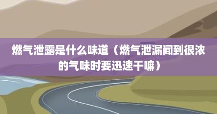燃气泄露是什么味道（燃气泄漏闻到很浓的气味时要迅速干嘛）
