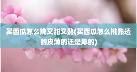 买西瓜怎么挑又甜又熟(买西瓜怎么挑熟透的皮薄的还是厚的)