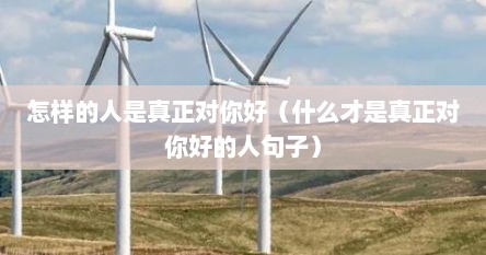 怎样的人是真正对你好（什么才是真正对你好的人句子）