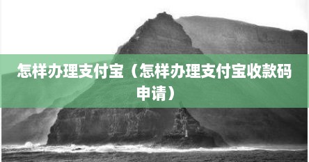 怎样办理支付宝（怎样办理支付宝收款码申请）