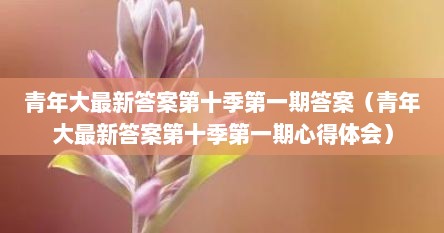 青年大最新答案第十季第一期答案（青年大最新答案第十季第一期心得体会）