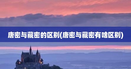 唐密与藏密的区别(唐密与藏密有啥区别)