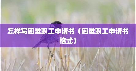 怎样写困难职工申请书（困难职工申请书格式）