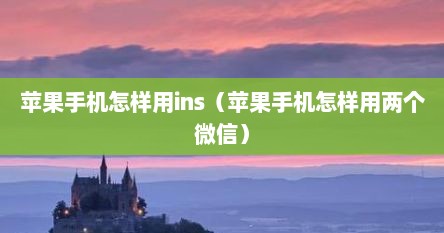 苹果手机怎样用ins（苹果手机怎样用两个微信）