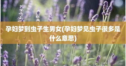 孕妇梦到虫子生男女(孕妇梦见虫子很多是什么意思)