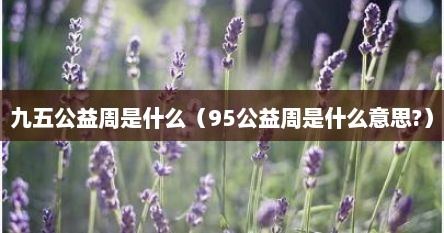 九五公益周是什么（95公益周是什么意思?）