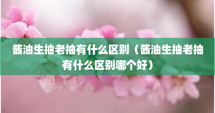 酱油生抽老抽有什么区别（酱油生抽老抽有什么区别哪个好）