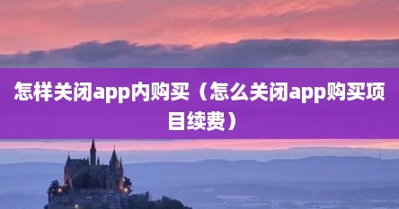 怎样关闭app内购买（怎么关闭app购买项目续费）