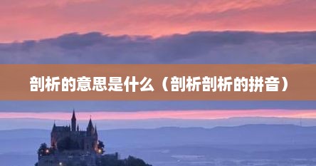 剖析的意思是什么（剖析剖析的拼音）