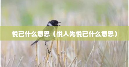 悦已什么意思（悦人先悦已什么意思）