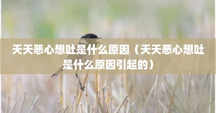 天天恶心想吐是什么原因（天天恶心想吐是什么原因引起的）