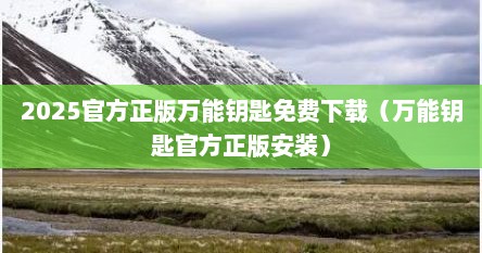 2025官方正版万能钥匙免费下载（万能钥匙官方正版安装）