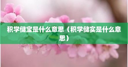 积学储宝是什么意思（积学储实是什么意思）