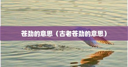 苍劲的意思（古老苍劲的意思）