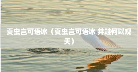 夏虫岂可语冰（夏虫岂可语冰 井蛙何以观天）