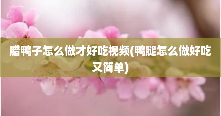 腊鸭子怎么做才好吃视频(鸭腿怎么做好吃又简单)