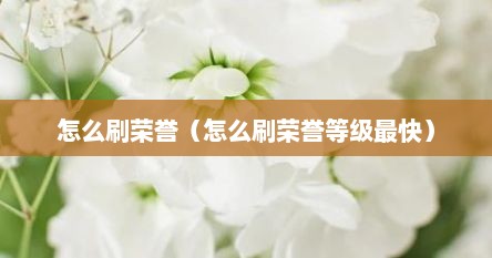 怎么刷荣誉（怎么刷荣誉等级最快）