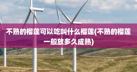 不熟的榴莲可以吃叫什么榴莲(不熟的榴莲一般放多久成熟)