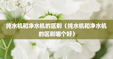 纯水机和净水机的区别（纯水机和净水机的区别哪个好）