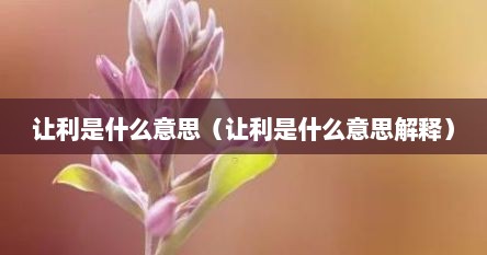 让利是什么意思（让利是什么意思解释）