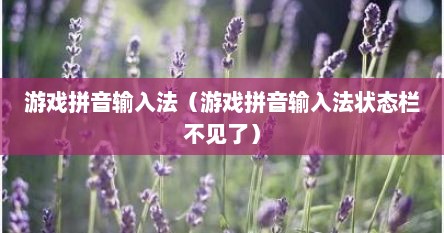 游戏拼音输入法（游戏拼音输入法状态栏不见了）