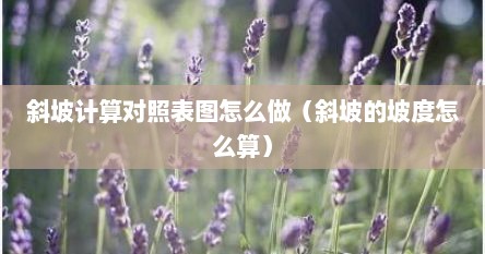斜坡计算对照表图怎么做(斜坡的坡度怎么算)