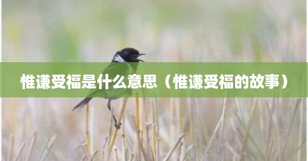 惟谦受福是什么意思（惟谦受福的故事）