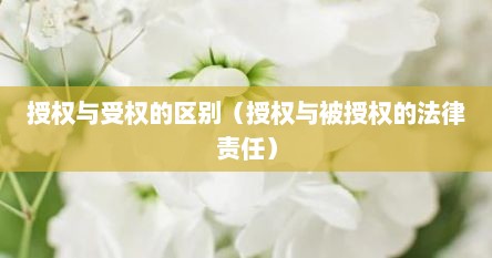 授权与受权的区别（授权与被授权的法律责任）