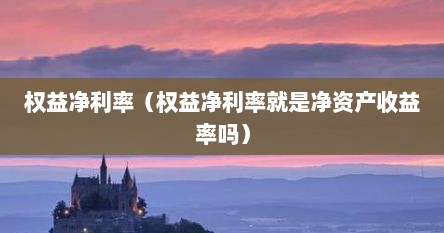 权益净利率（权益净利率就是净资产收益率吗）