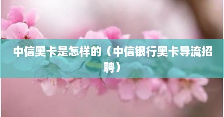 中信奥卡是怎样的（中信银行奥卡导流招聘）