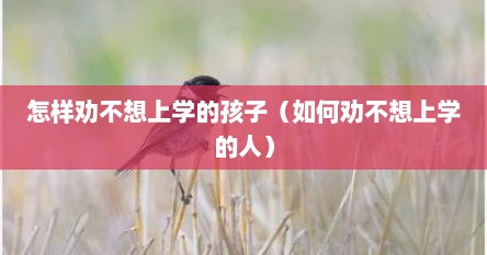 怎样劝不想上学的孩子（如何劝不想上学的人）
