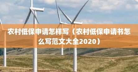 农村低保申请怎样写（农村低保申请书怎么写范文大全2020）